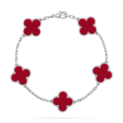 [Regal Gem] CLOVER 5 MOTIF RED CORNELIAN BRACELET COLLECTION