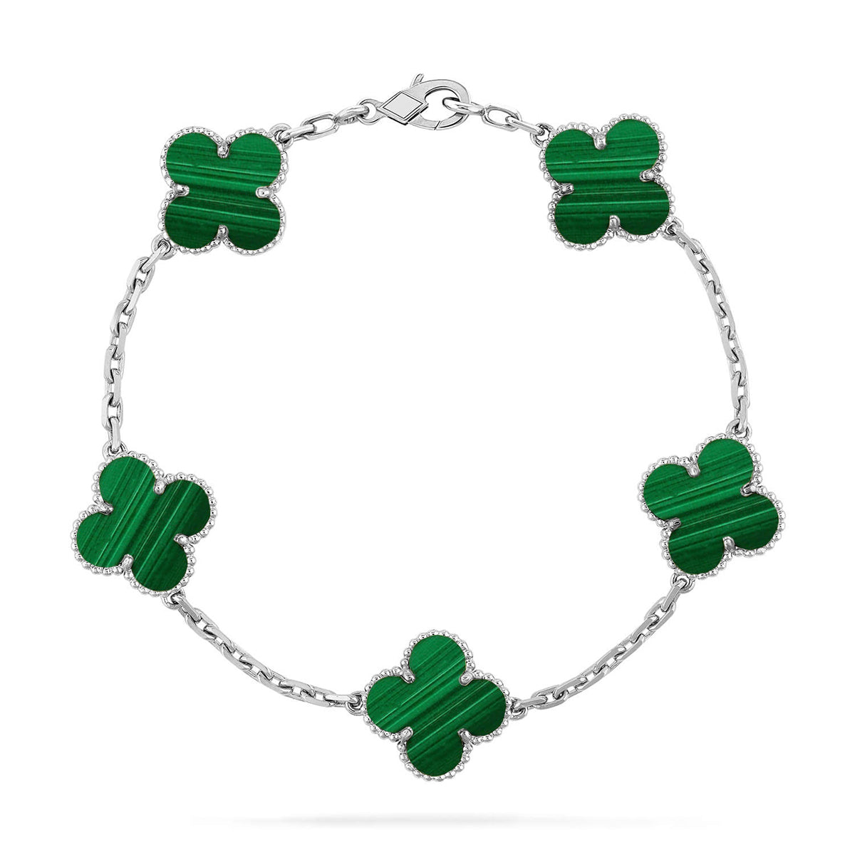 [Regal Gem] CLOVER 5 MOTIF MALACHITE BRACELET COLLECTION