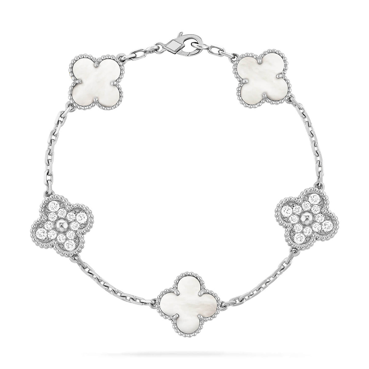 [Regal Gem]CLOVER WHITE PEARL MOP 5 MOTIF BRACELET COLLECTION