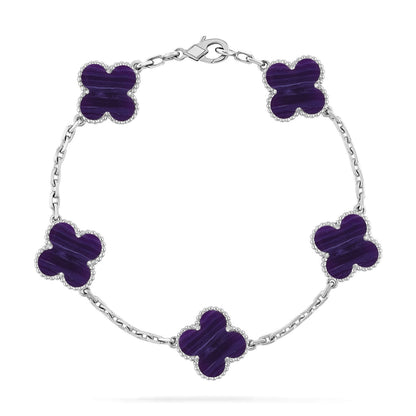 [Regal Gem]CLOVER 5 MOTIF PURPLE STRIPES BRACELET COLLECTION