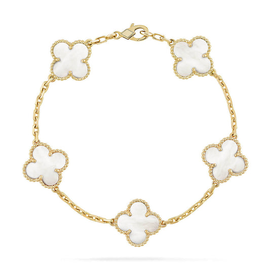[Regal Gem]CLOVER WHITE PEARL MOP 5 MOTIF BRACELET COLLECTION