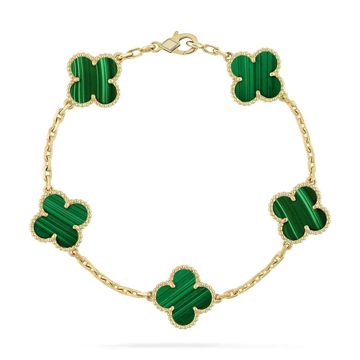 [Regal Gem] CLOVER 5 MOTIF MALACHITE BRACELET COLLECTION