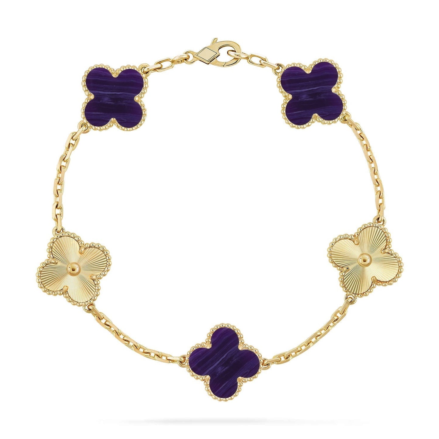 [Regal Gem]CLOVER 5 MOTIF PURPLE STRIPES BRACELET COLLECTION