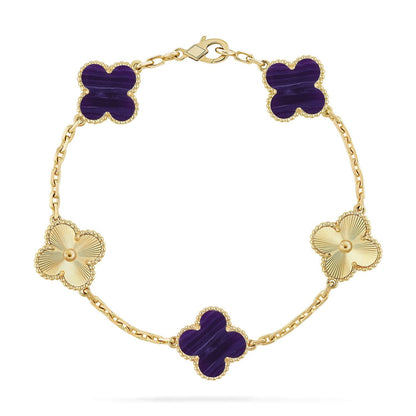 [Regal Gem]CLOVER 5 MOTIF PURPLE STRIPES BRACELET COLLECTION