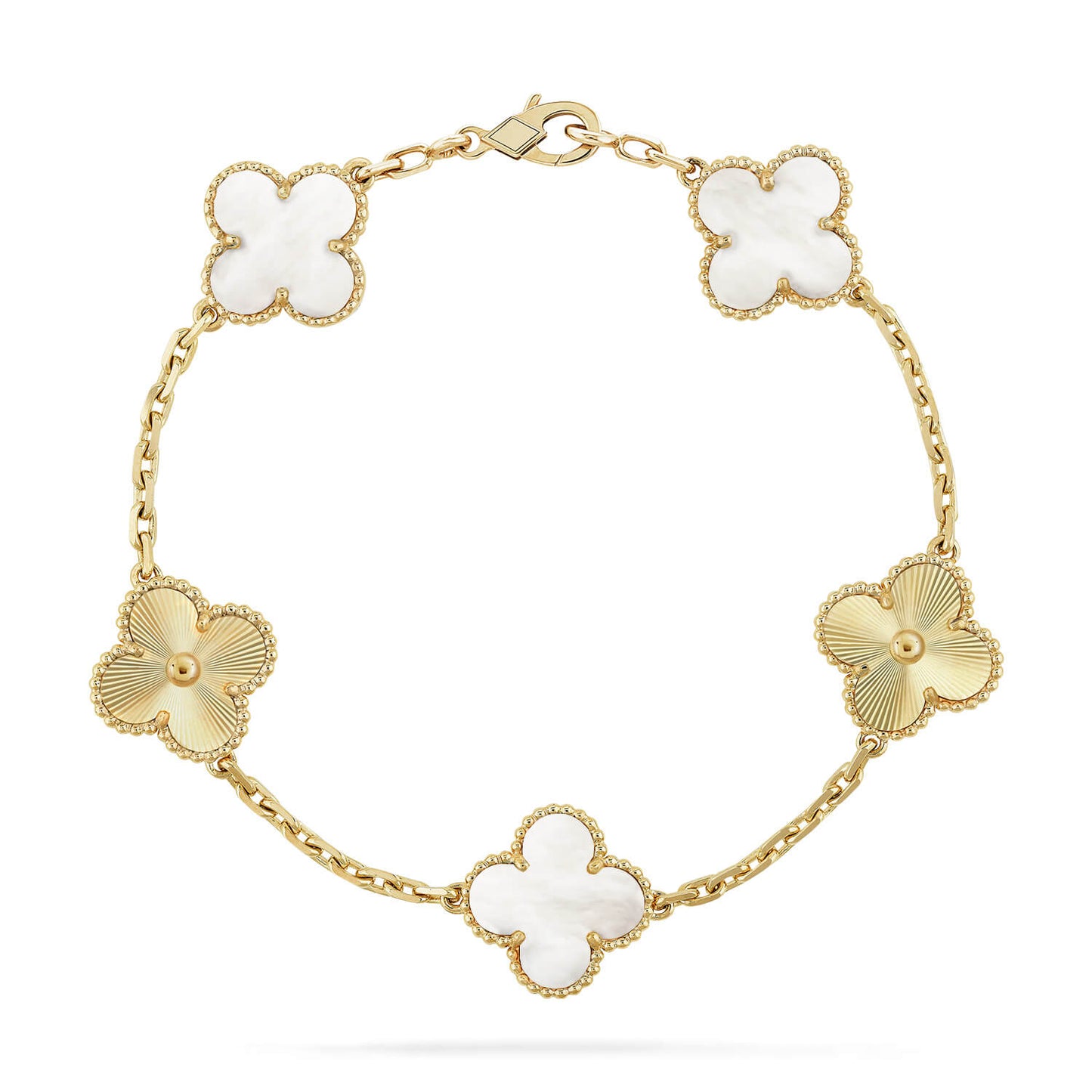 [Regal Gem]CLOVER WHITE PEARL MOP 5 MOTIF BRACELET COLLECTION