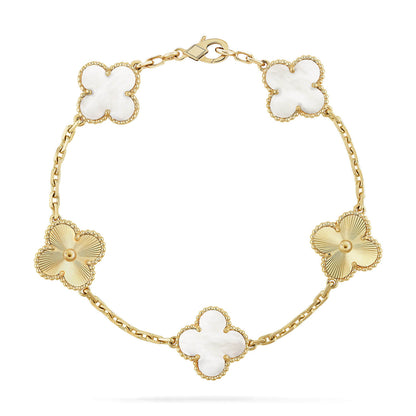 [Regal Gem]CLOVER WHITE PEARL MOP 5 MOTIF BRACELET COLLECTION