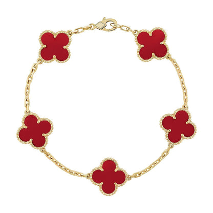 [Regal Gem] CLOVER 5 MOTIF RED CORNELIAN BRACELET COLLECTION