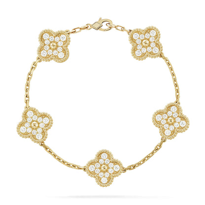 [Regal Gem] CLOVER 5 MOTIF FULL DIAMOND BRACELET COLLECTION