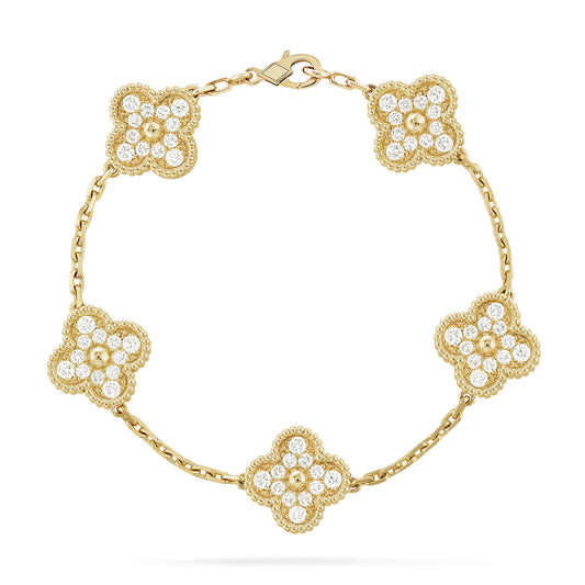 [Regal Gem] CLOVER 5 MOTIF FULL DIAMOND BRACELET COLLECTION