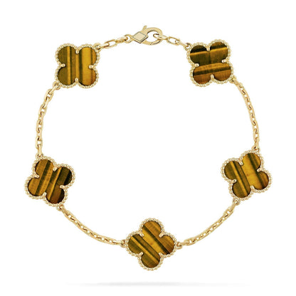 [Regal Gem] CLOVER 5 MOTIFS TIGER EYE BRACELET COLLECTION