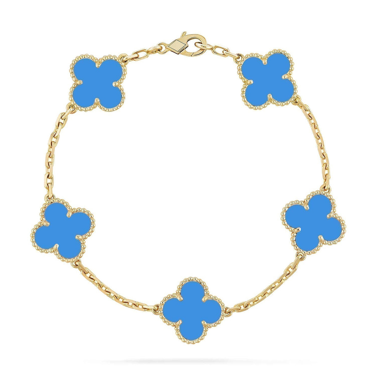 [Regal Gem] CLOVER 5 MOTIF BLUE AGATE BRACELET COLLECTION