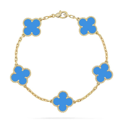 [Regal Gem] CLOVER 5 MOTIF BLUE AGATE BRACELET COLLECTION