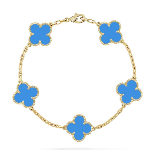 [Regal Gem] CLOVER 5 MOTIF BLUE AGATE BRACELET COLLECTION