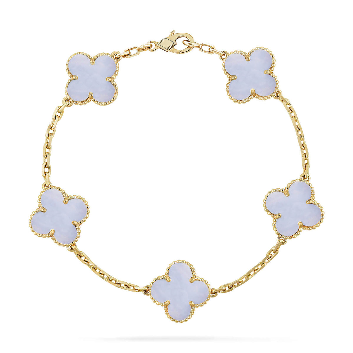 [Regal Gem] CLOVER 5 MOTIF PURPLE CHALCEDONY BRACELET COLLECTION