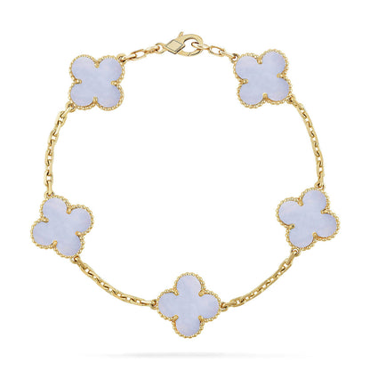 [Regal Gem] CLOVER 5 MOTIF PURPLE CHALCEDONY BRACELET COLLECTION