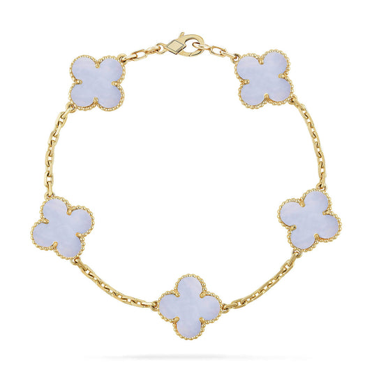 [Regal Gem] CLOVER 5 MOTIF PURPLE CHALCEDONY BRACELET COLLECTION