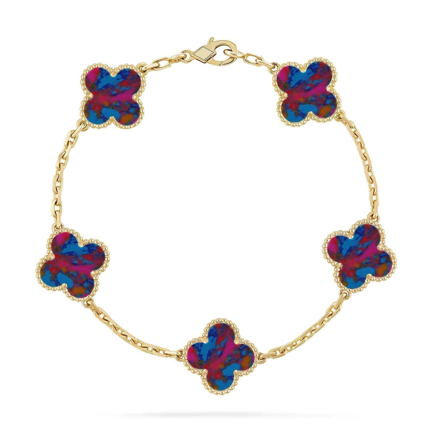 [Regal Gem]CLOVER 5 MOTIF COLOR GEMSTONES BRACELET COLLECTION