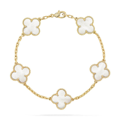 [Regal Gem]CLOVER WHITE PEARL MOP 5 MOTIF BRACELET COLLECTION