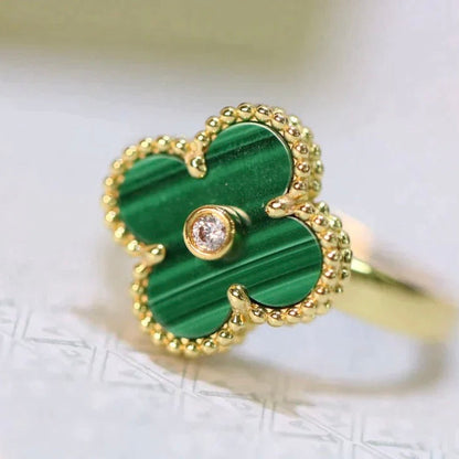 [Regal Gem]CLOVER MALACHITE RING GOLD DIAMOND