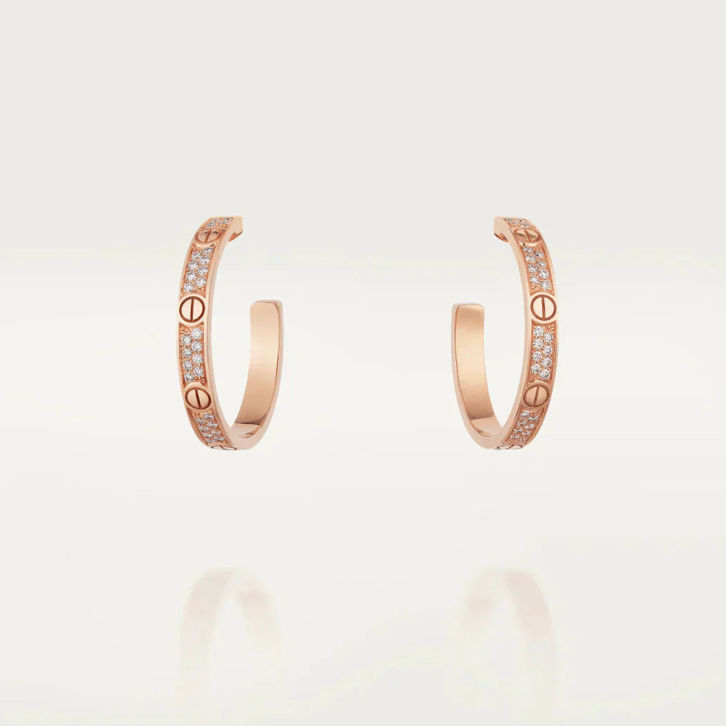 [Regal Gem]LOVE DIAMOND PINK GOLD HOOP EARRINGS