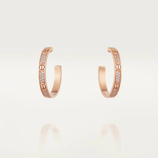 [Regal Gem]LOVE DIAMOND PINK GOLD HOOP EARRINGS