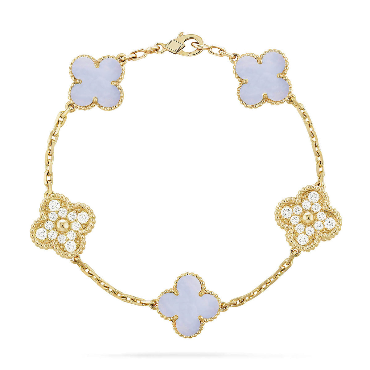 [Regal Gem] CLOVER 5 MOTIF PURPLE CHALCEDONY BRACELET COLLECTION