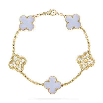 [Regal Gem] CLOVER 5 MOTIF PURPLE CHALCEDONY BRACELET COLLECTION