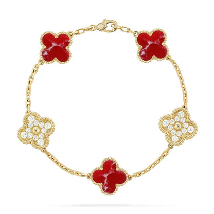 [Regal Gem]CLOVER 5 MOTIF RED PATTERN BRACELET COLLECTION