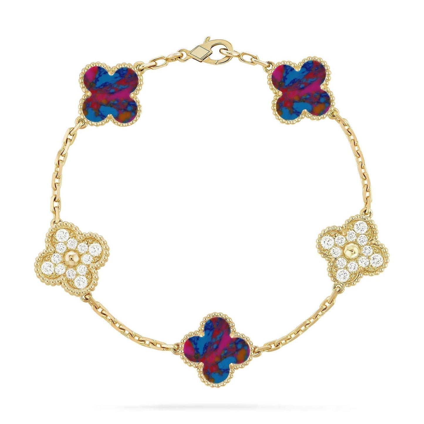 [Regal Gem]CLOVER 5 MOTIF COLOR GEMSTONES BRACELET COLLECTION