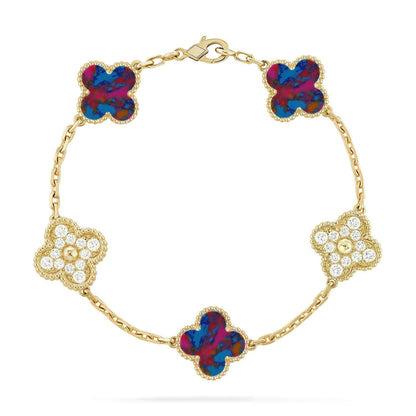 [Regal Gem]CLOVER 5 MOTIF COLOR GEMSTONES BRACELET COLLECTION