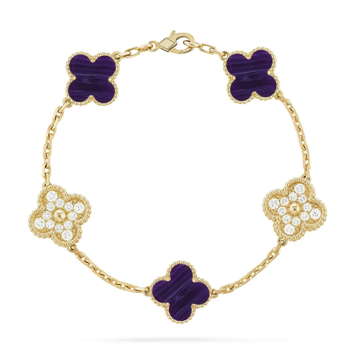 [Regal Gem]CLOVER 5 MOTIF PURPLE STRIPES BRACELET COLLECTION
