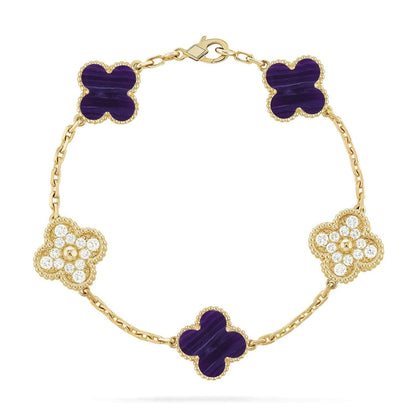 [Regal Gem]CLOVER 5 MOTIF PURPLE STRIPES BRACELET COLLECTION