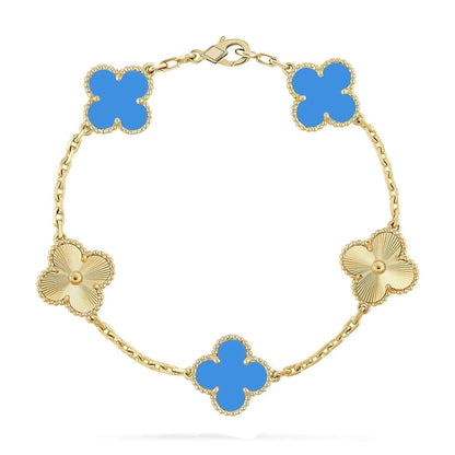 [Regal Gem] CLOVER 5 MOTIF BLUE AGATE BRACELET COLLECTION