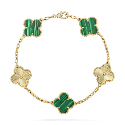 [Regal Gem] CLOVER 5 MOTIF MALACHITE BRACELET COLLECTION