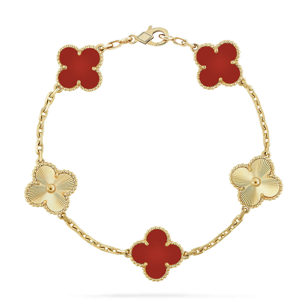 [Regal Gem] CLOVER 5 MOTIF RED CORNELIAN BRACELET COLLECTION