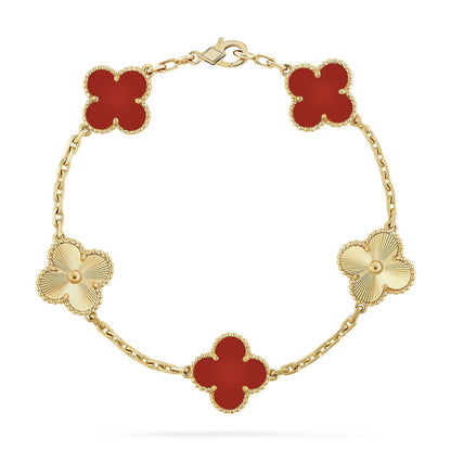 [Regal Gem] CLOVER 5 MOTIF RED CORNELIAN BRACELET COLLECTION