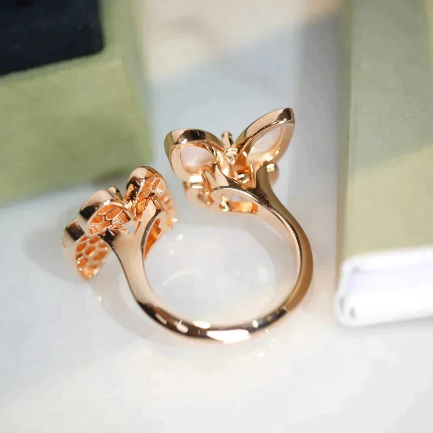[Regal Gem]TWIN BUTTERFLY DIAMOND MOP RING
