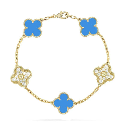 [Regal Gem] CLOVER 5 MOTIF BLUE AGATE BRACELET COLLECTION