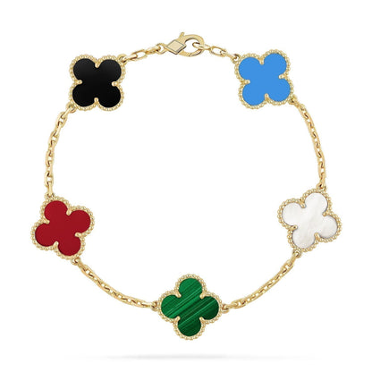 [Regal Gem]CLOVER 5 MOTIFS MULTICOLOR BRACELET