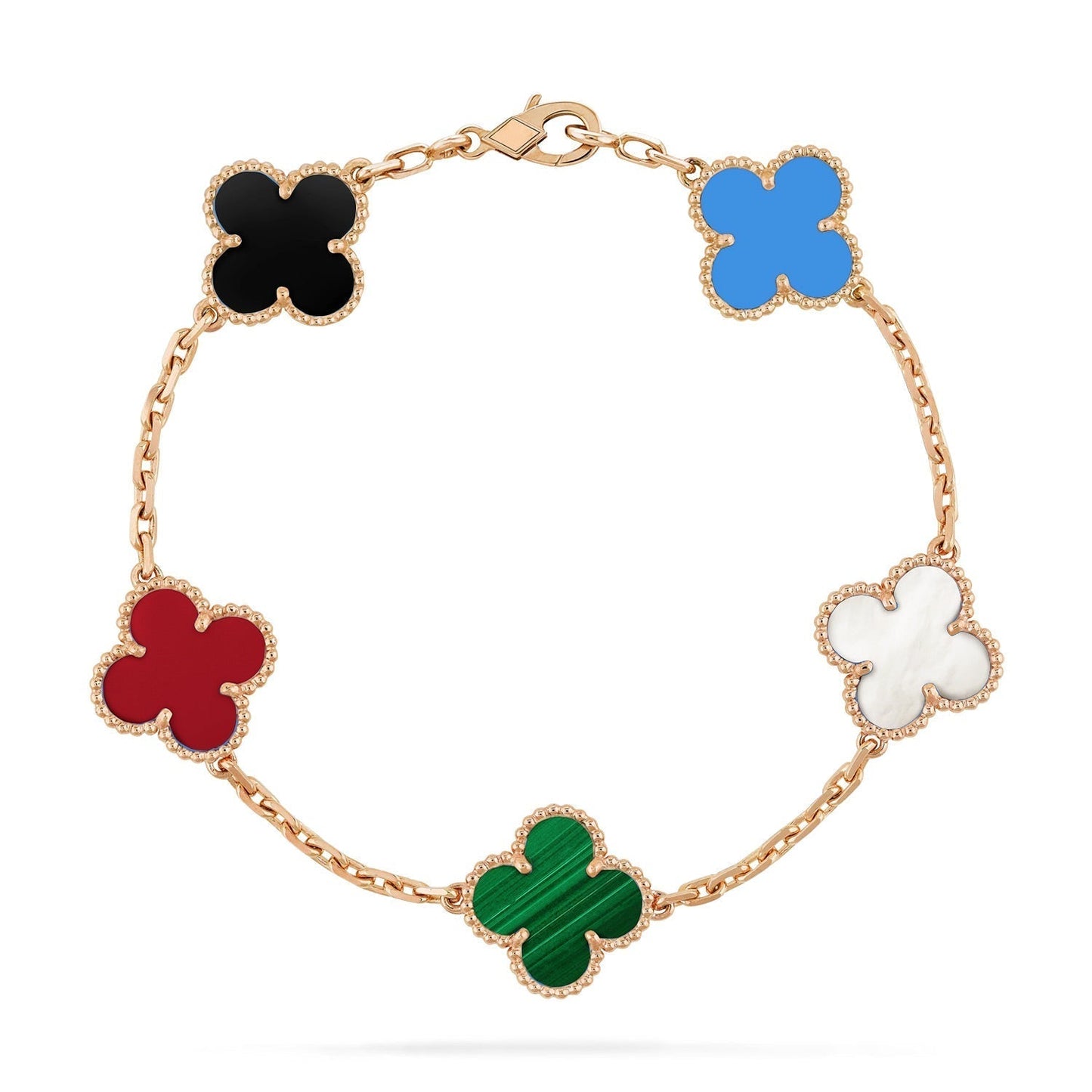 [Regal Gem]CLOVER 5 MOTIFS MULTICOLOR BRACELET