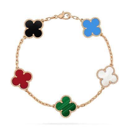 [Regal Gem]CLOVER 5 MOTIFS MULTICOLOR BRACELET