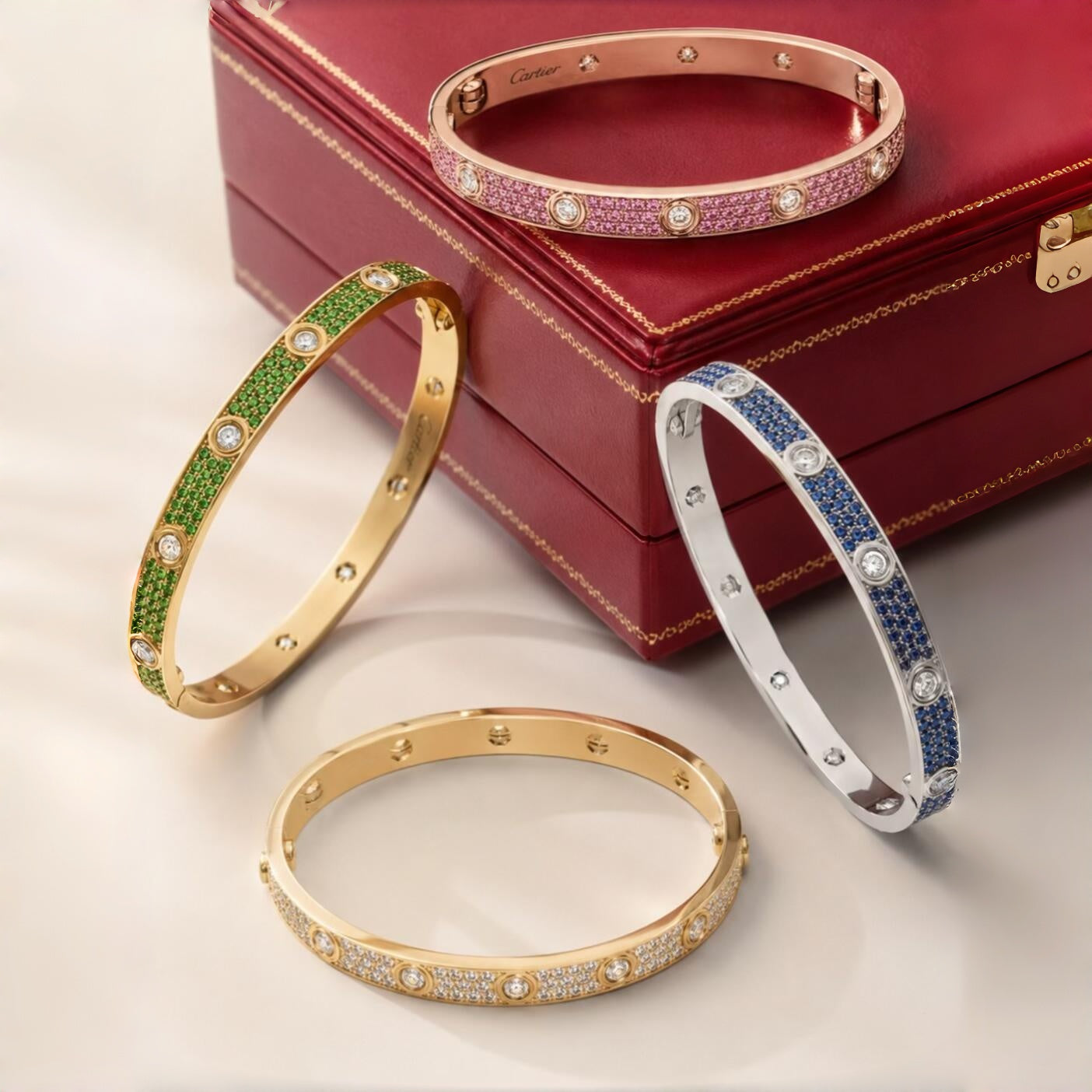 [Regal Gem]2026 PAVE GEMSTONE LOVE BRACELET 6.1MM 10 DIAMONDS