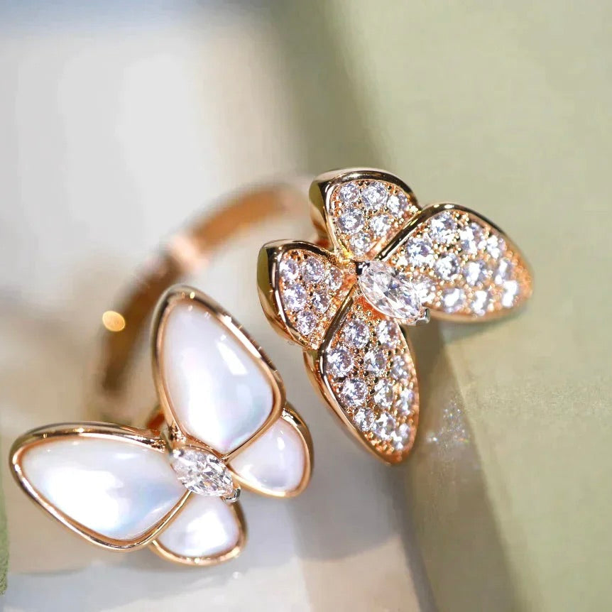 [Regal Gem]TWIN BUTTERFLY DIAMOND MOP RING
