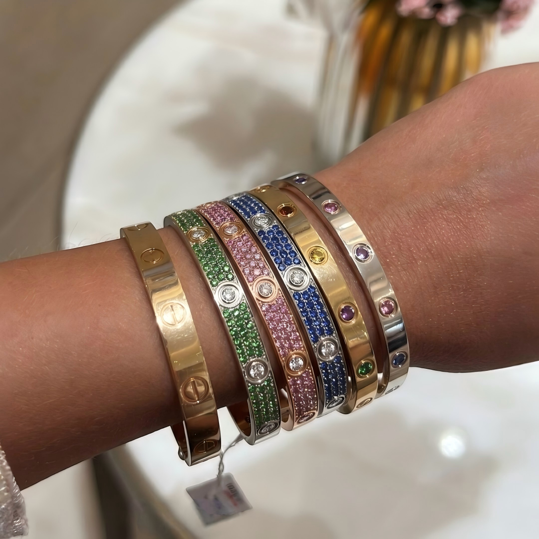[Regal Gem]2026 PAVE GEMSTONE LOVE BRACELET 6.1MM 10 DIAMONDS