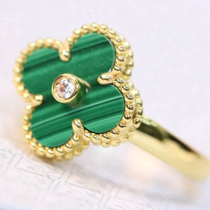 [Regal Gem]CLOVER MALACHITE RING GOLD DIAMOND