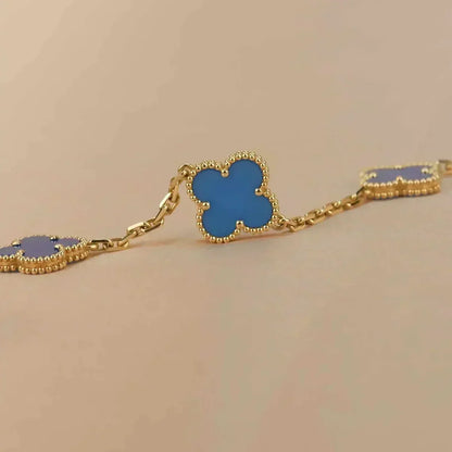 [Regal Gem] CLOVER 5 MOTIF BLUE AGATE BRACELET COLLECTION