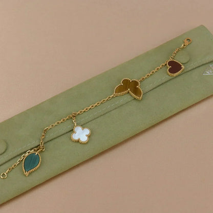 [Regal Gem]LUCKY SPRING 5 MOTIF GOLD BRACELET