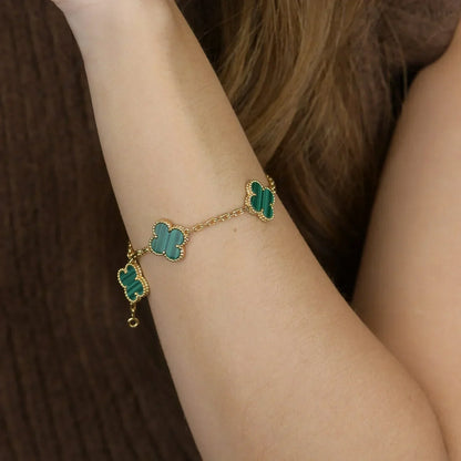 [Regal Gem] CLOVER 5 MOTIF MALACHITE BRACELET COLLECTION