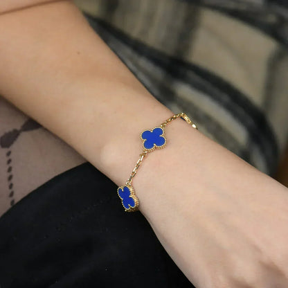 [Regal Gem] CLOVER 5 MOTIF BLUE AGATE BRACELET COLLECTION