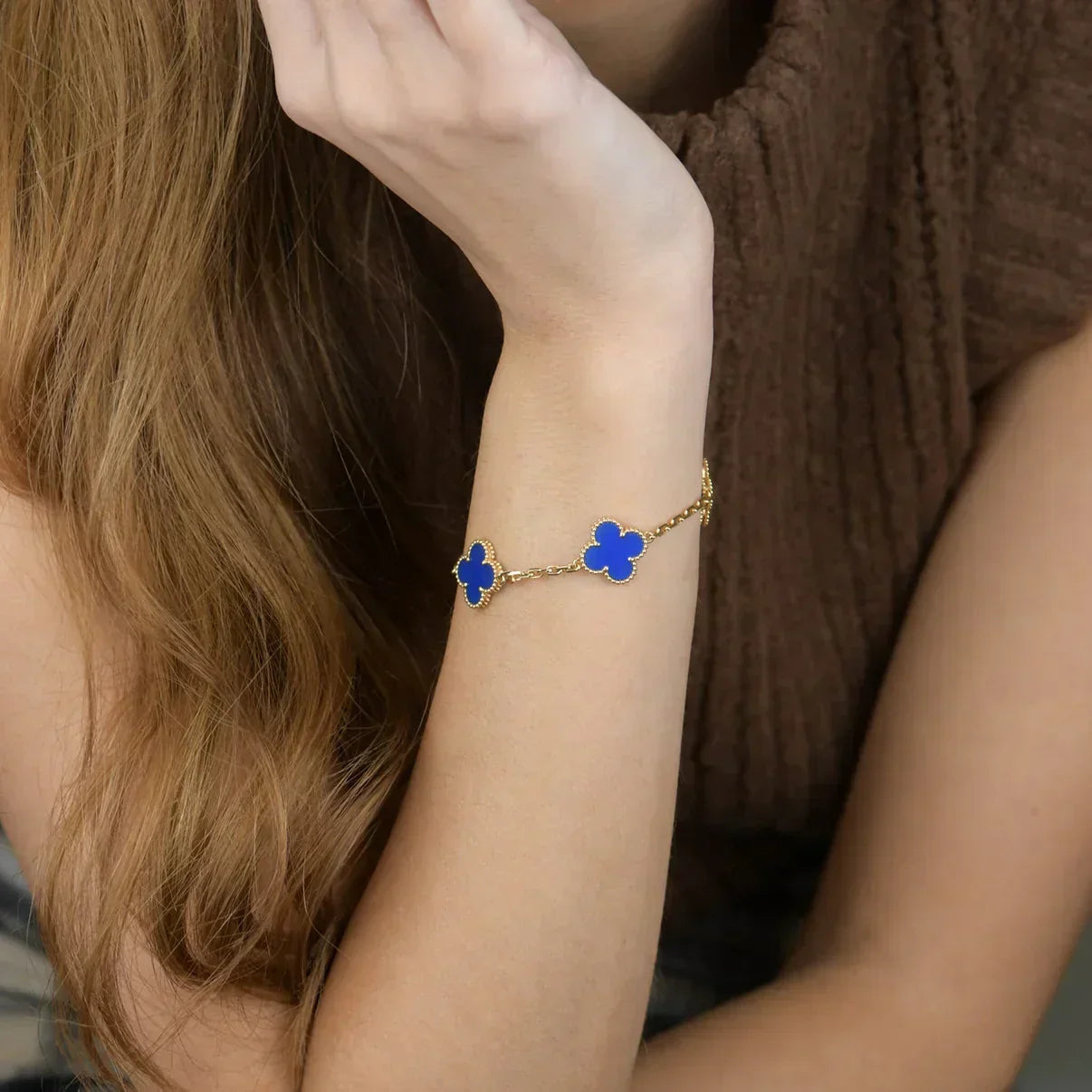[Regal Gem] CLOVER 5 MOTIF BLUE AGATE BRACELET COLLECTION